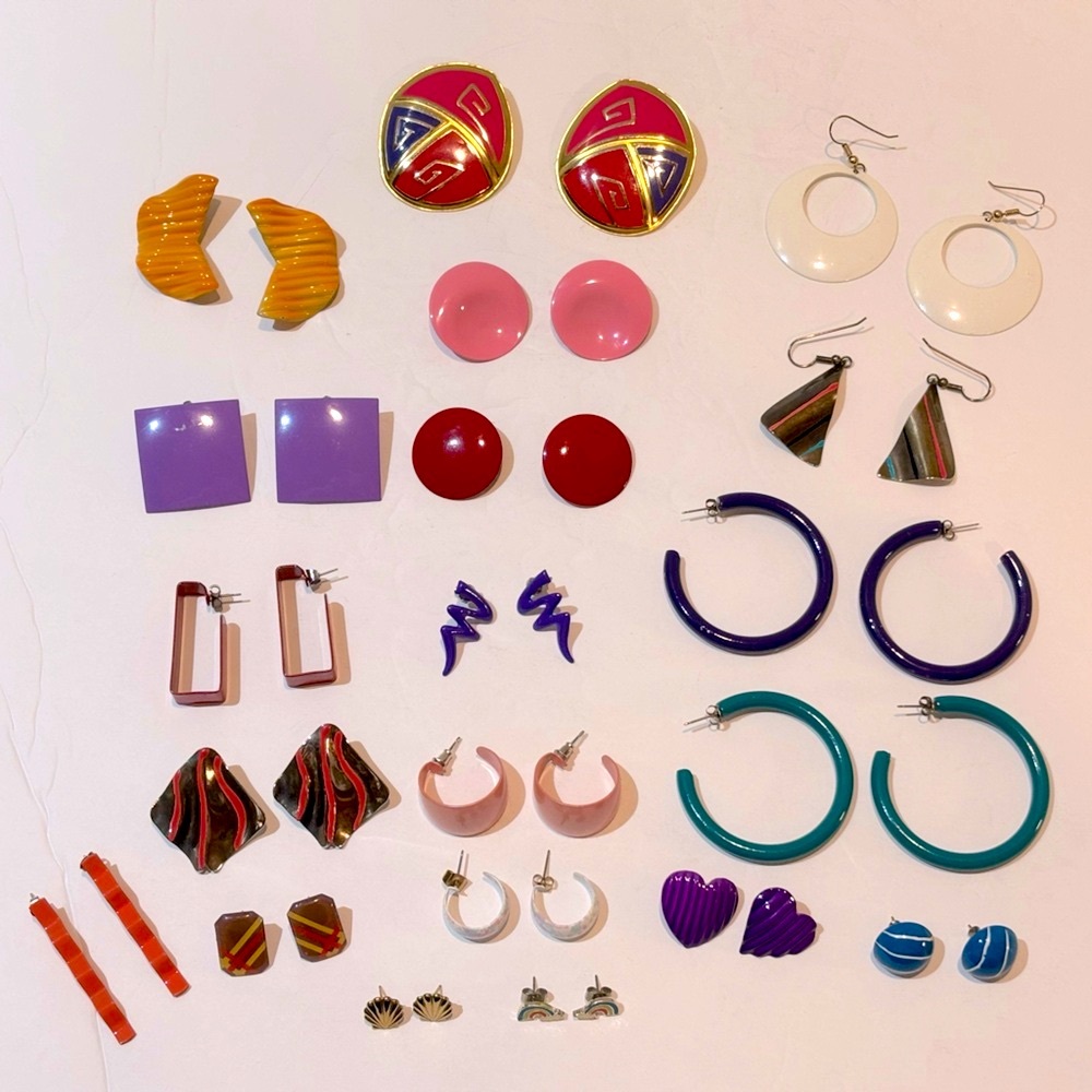Vintage 1980s‎ Metal Earrings Lot 20 Pair
